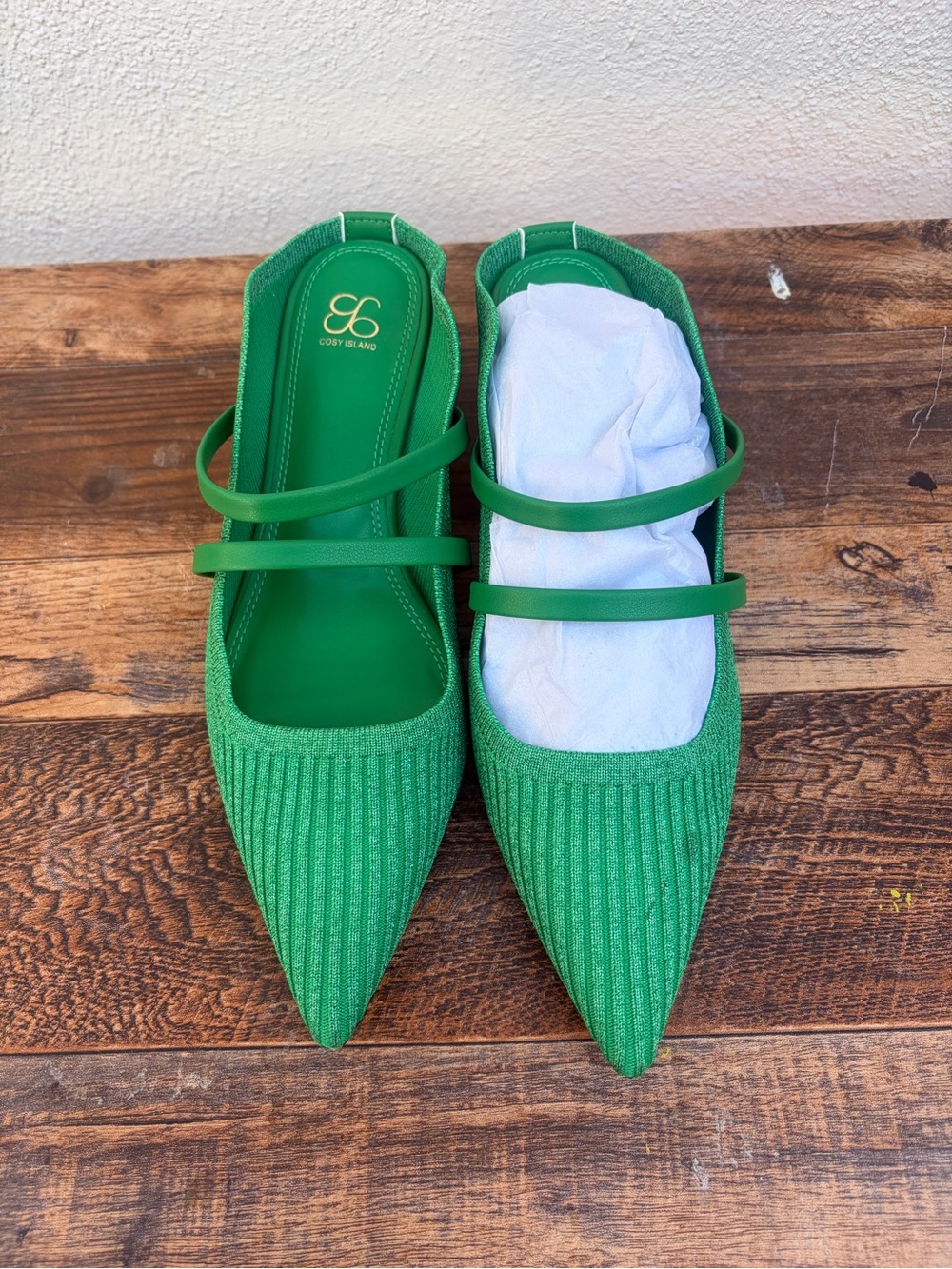 Cosy Island Green Pointed Toe Flats Women’s Size 8 - Picture 2 of 16